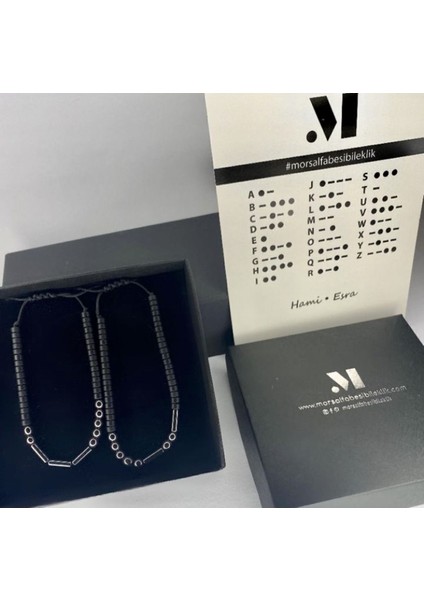 Hematit Doğal Taş Mors Alfabesi Çift Bileklik fiyatları