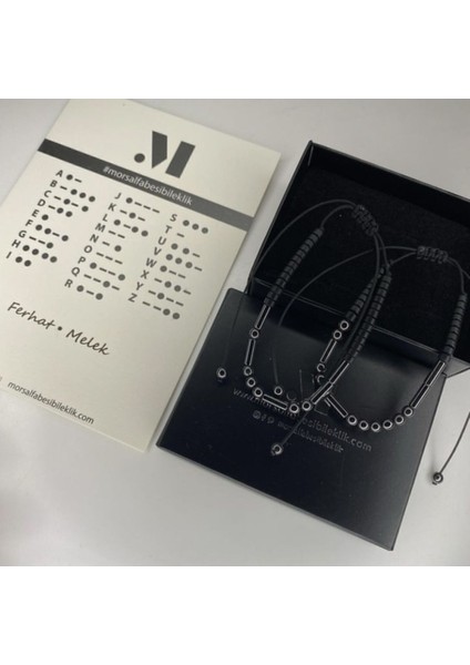 Hematit Doğal Taş Mors Alfabesi Çift Bileklik modelleri