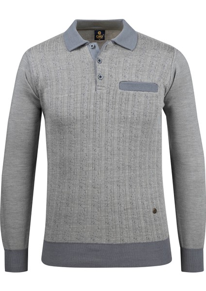 Erkek Polo Yaka Triko Kazak Desenli Kol ve Bel Lastikli Çelik Örgü Klasik Kalıp - 5005FA