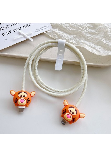 Iphone Samsung Oppo Xiaomi Uyumlu Spiral 3 In 1 Kablo Koruma Spiral ve Uçları 3D Kablo Koruyucu Set