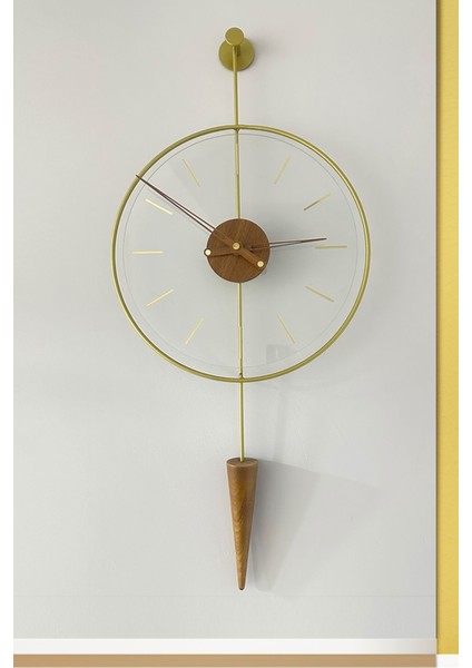 Masippi Glazing Gold Ceviz Göbek, Modern Metal Ve Cam Tasarım Duvar Saati fiyatları
