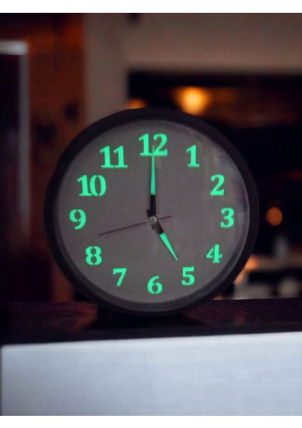 Fosforlu Gece Parlayan Duvar Saati 22 Cm 4 Adet Bez Çanta