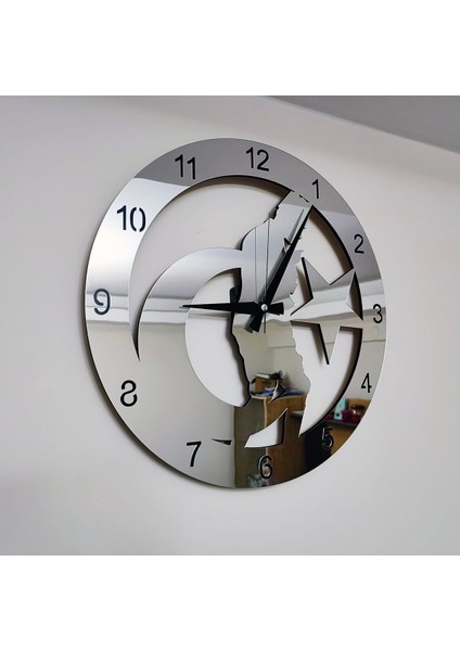 Dekoratif Gümüş Aynalı Duvar Saati Atatürk Portre fiyatları