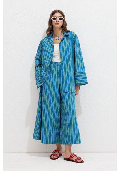 Çizgili Pamuklu Gömlek Yeşil Çizgi fiyatları