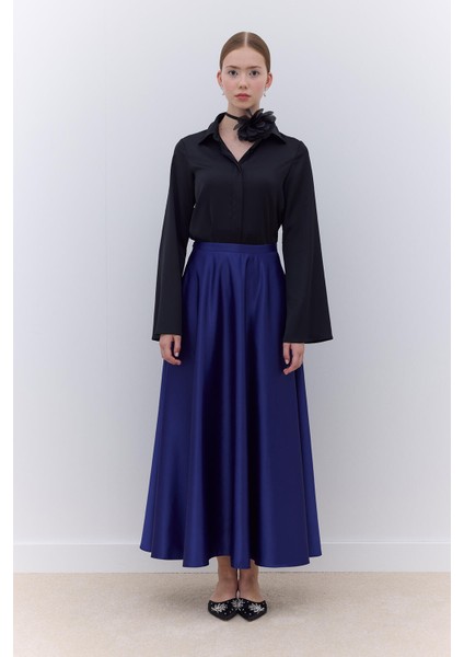 Saten Fıt Kesim Gömlek Siyah fırsatları