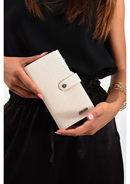 Krem Kadın Cüzdan Kart Bölmeli Kağıt / Bozuk Para Bölmesi NBC1602