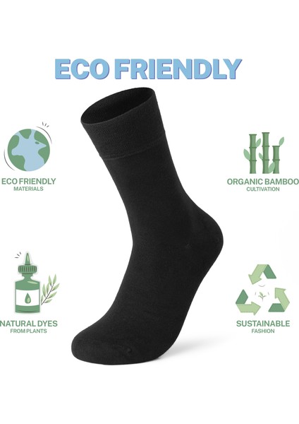 Vegan ve Organik Bambu Soket Siyah Çorap 12'li fiyatları