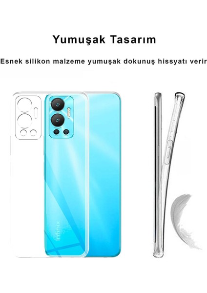 Infinix Hot 12 Kılıf Şeffaf Kamera Korumalı Esnek Yumuşak Silikon