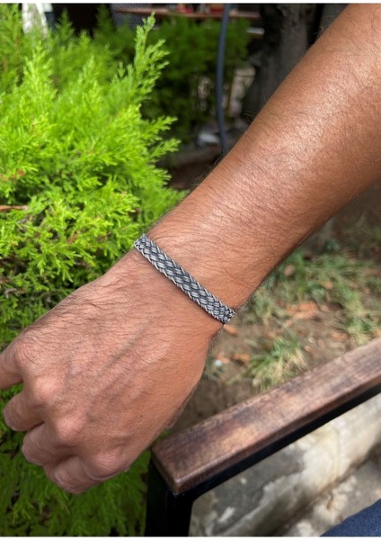 El Örgüsü Gümüş Bileklik, Zarif Tasarım, Doğal Taş, Siyah Renk modelleri