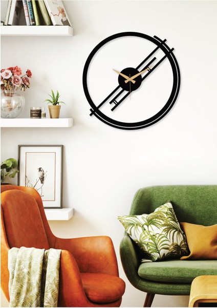 Inspire Modern Metal Siyah Duvar Saati - Ev / Ofis Saati - Saat - 50 X 50 Cm