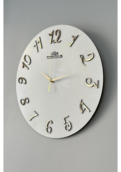Dekoratif Aynalı Plexiglass Türkçe Rakam Duvar Saati Sessiz Mekanizma 37x.37cm ( Beyaz-Gold ) fiyatları