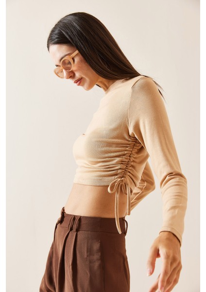 Camel Bisiklet Yaka Yanları Büzgülü Bluz 5YXK2-48929-53 indirimleri