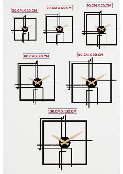 Kare Querencia Metal Gümüş / Silver Duvar Saati - Ev / Ofis Saati - Saat 70 X 70 Cm fırsatları