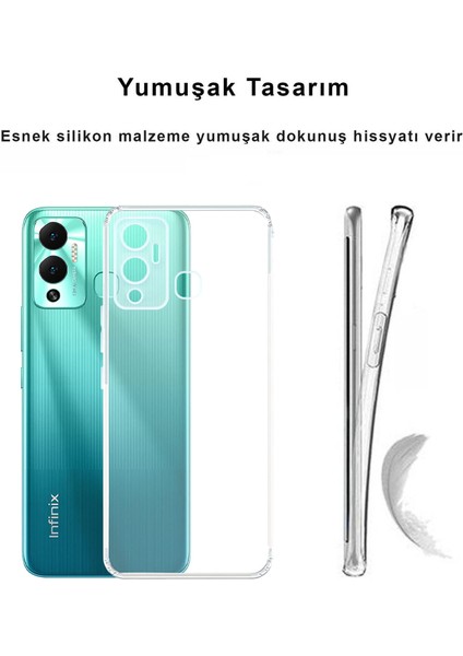 Infinix Hot 12 Play Kılıf Şeffaf Kamera Korumalı Esnek Yumuşak Silikon