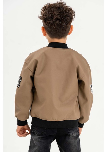 Gold Class Kidswear Çıtçıtlı Ribanalı R Nakışlı Erkek Çocuk Deri Ceket