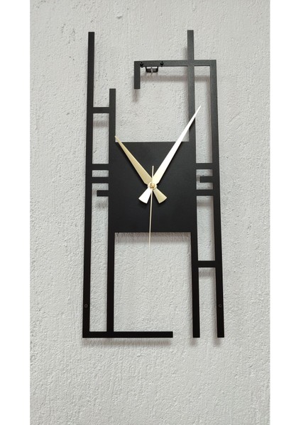 Carisma Metal Siyah Dikdörtgen Duvar Saati - Ev / Ofis Saati - Saat - 50 X 22 Cm