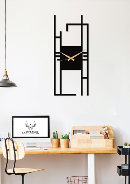 Carisma Metal Siyah Dikdörtgen Duvar Saati - Ev / Ofis Saati - Saat - 50 X 22 Cm