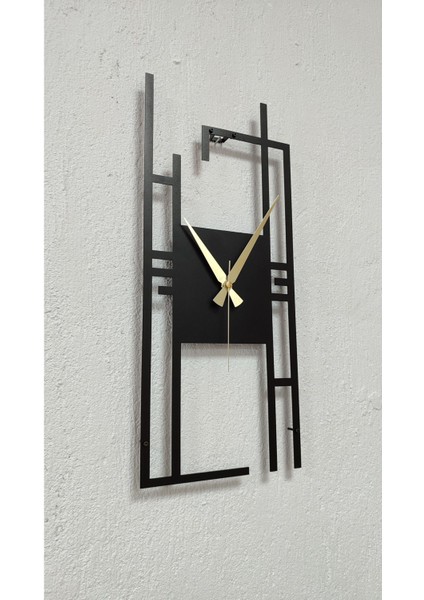 Carisma Metal Siyah Dikdörtgen Duvar Saati - Ev / Ofis Saati - Saat - 50 X 22 Cm