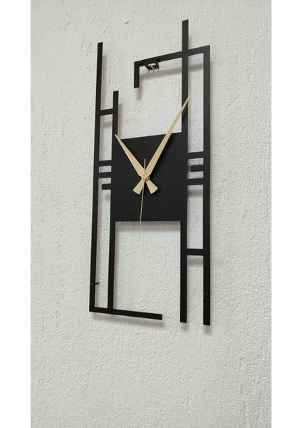 Carisma Metal Siyah Dikdörtgen Duvar Saati - Ev / Ofis Saati - Saat - 50 X 22 Cm