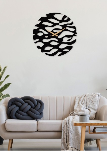 Waves / Dalgalar Metal Siyah Duvar Saati - Ev / Ofis Saati - Saat - 60 X 60 Cm modelleri