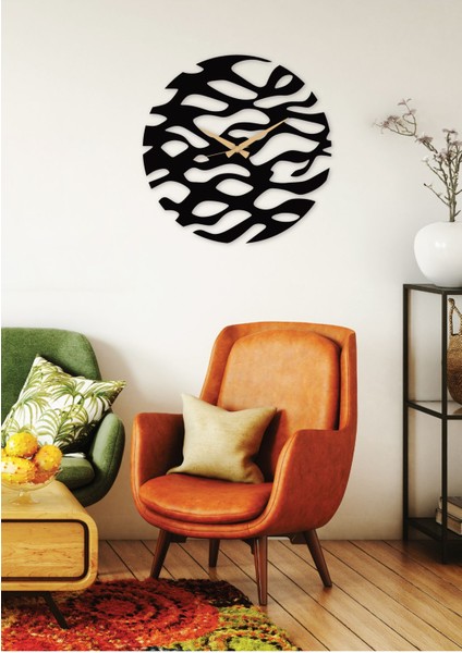 Waves / Dalgalar Metal Siyah Duvar Saati - Ev / Ofis Saati - Saat - 60 X 60 Cm fırsatları