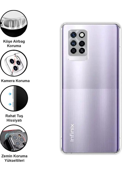 Infinix Note 10 Pro Kılıf Şeffaf Kamera Korumalı Esnek Yumuşak Silikon