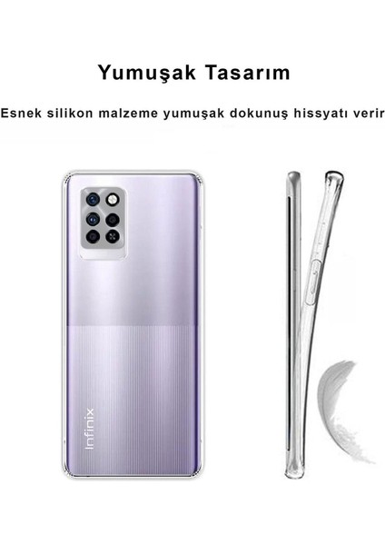 Infinix Note 10 Pro Kılıf Şeffaf Kamera Korumalı Esnek Yumuşak Silikon