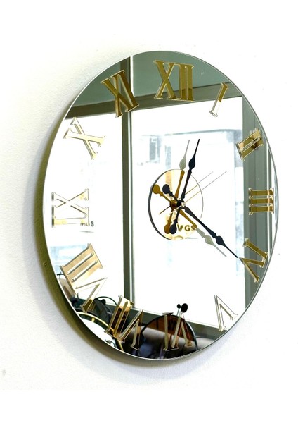 Duvar Saati 48 Cm Aynalı Duvar Saati Gold Roma Rakamlı Saat fiyatları