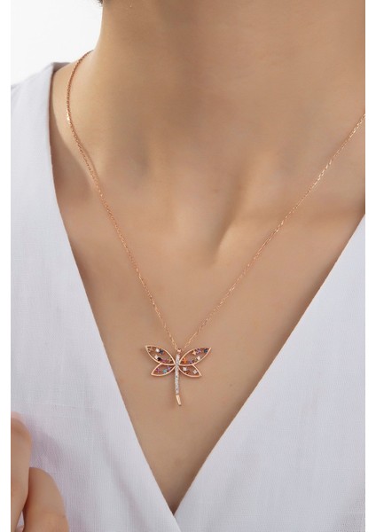 925 Ayar Gümüş Pembe Taşlı Kelebek Kolye, Zarif ve Şık Takı Seçeneği fiyatları