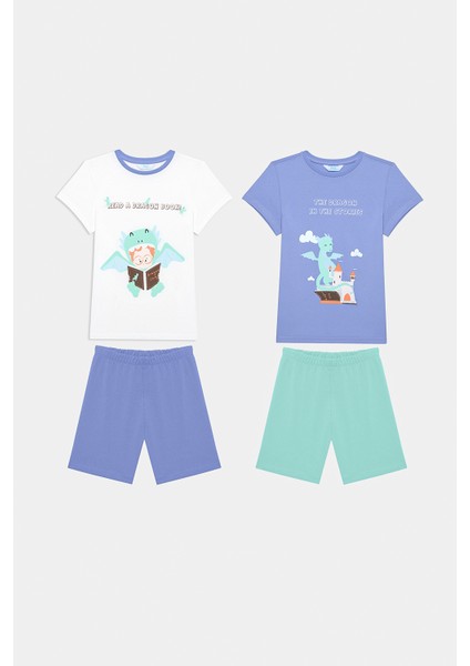 Erkek Çocuk Dragon Book 2li Çok Renkli Pijama Takımı