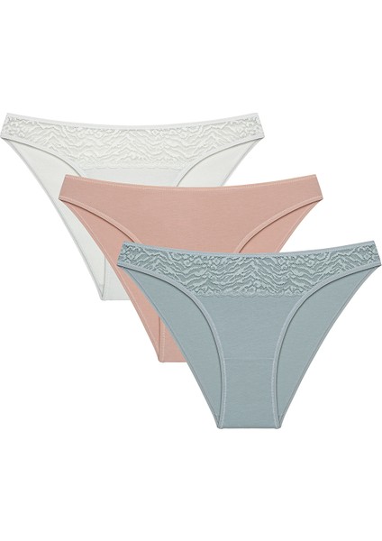 Leaf Tones Lacy Detailed 3lü Çok Renkli Slip Külot