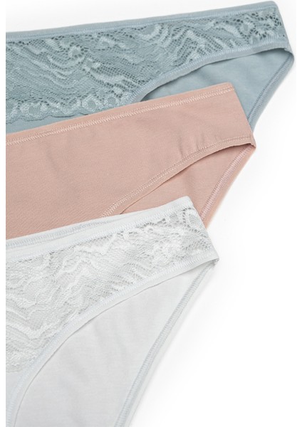 Leaf Tones Lacy Detailed 3lü Çok Renkli Slip Külot