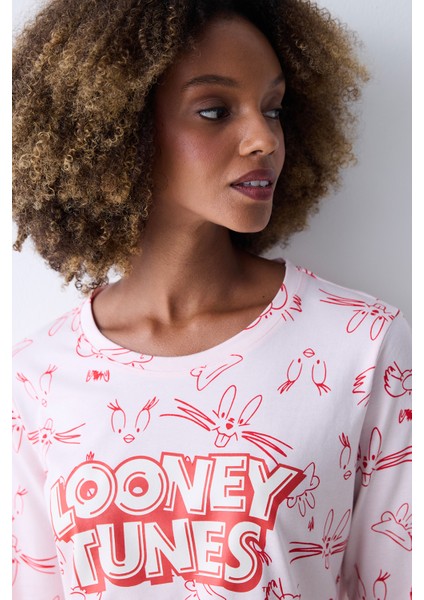 Pamuklu Happy Friends Pantolon Pijama Takımı modelleri
