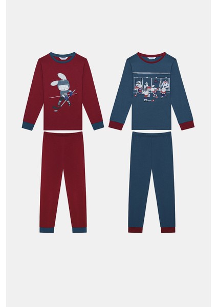 Erkek Çocuk Curling Bunny 2li Çok Renkli Pijama Takımı