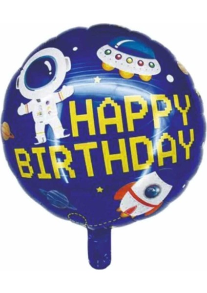 Parti Aşkı Kozmik Galaksi Uzay Ufo Konseptli Happy Birthday Folyo Balon Seti 5 Adet