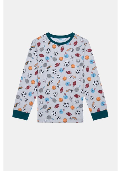 Erkek Çocuk Sporty Çok Renkli Pijama Takımı Normal Kol Desenli 2'li Set modelleri