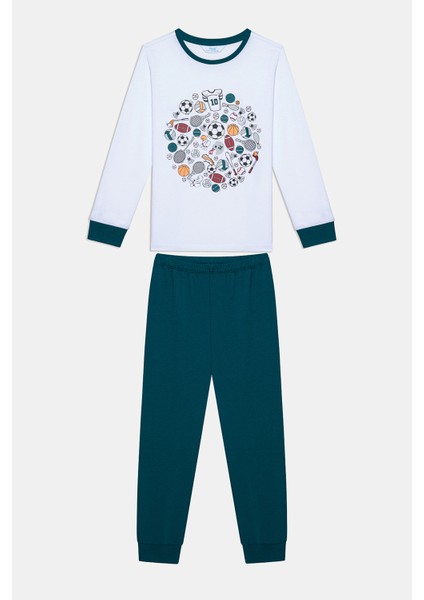 Erkek Çocuk Sporty Çok Renkli Pijama Takımı Normal Kol Desenli 2'li Set indirimleri