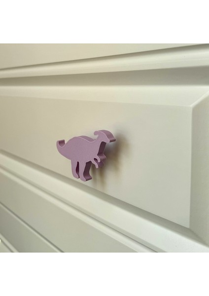 mor Dino2 Dolap Kulpu - Çocuk Odası, Mutfak ve Banyo Için Modern, Sevimli ve Dayanıklı Mobilya Kulp