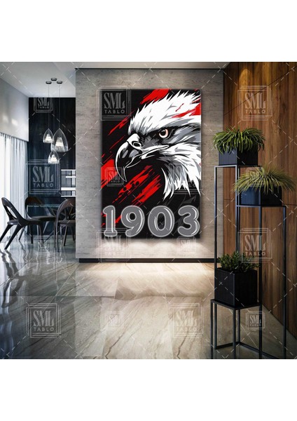 Kara Kartal Kafası 1903 Beşiktaş Eagle Head Futbol Dikey Kanvas Tablo