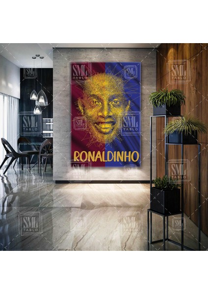 Ronaldinho Barcelona Efsane Futbolcu Ronaldo De Assis Moreira Dikey Kanvas Tablo