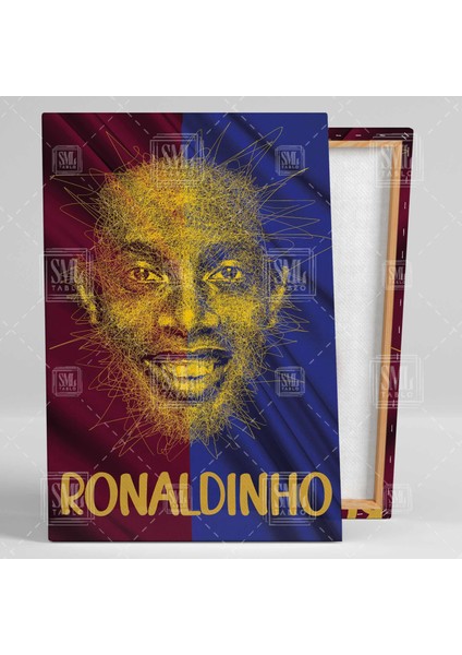 Ronaldinho Barcelona Efsane Futbolcu Ronaldo De Assis Moreira Dikey Kanvas Tablo