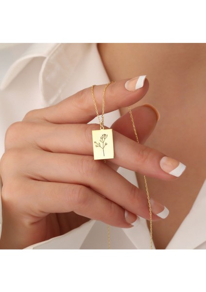 925 Ayar Gümüş Dikdörtgen Kolye, Zirkon Taş, Sarı Renk, Şık Tasarım fiyatları