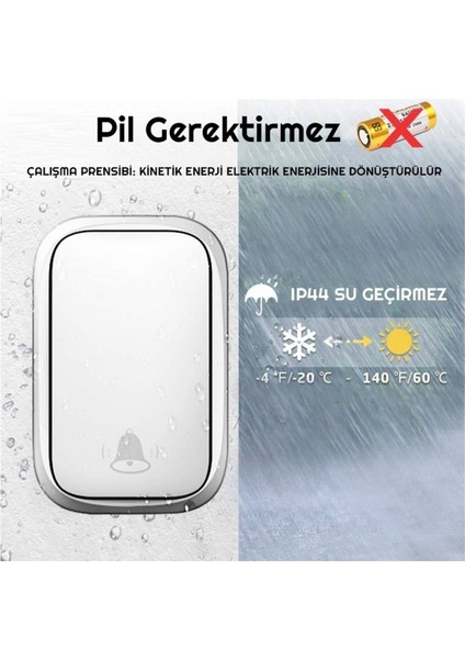2 Buton 1 Alıcı Su Geçirmez Beyaz Pilsiz Kablosuz LED Kapı Zili fırsatları