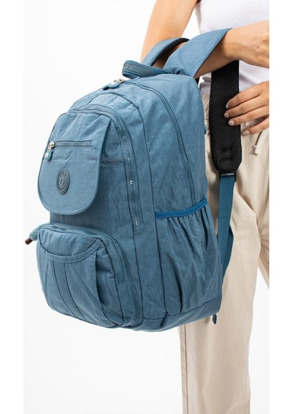 Lise Okul Sırt Çantası Çok Cepli Okul Çantası Hafif Klinkır Kumaş 43*30 cm Seyahat Çantası