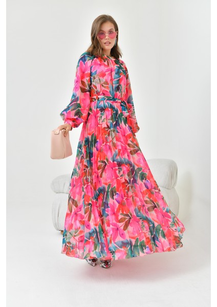 Kadın Şifon Elbise Fuşya 30871 fiyatları