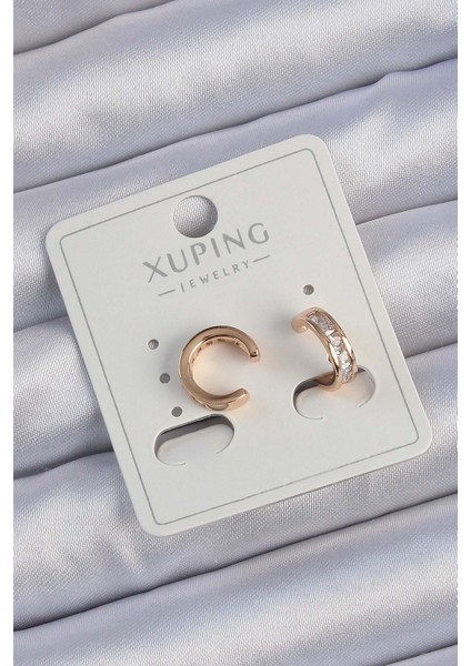 Rose Renk Zirkon Taş Kaplama Earcuff Küpe