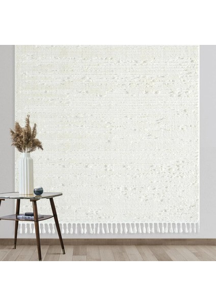 Bilbao White Swan Saçaklı Çizgi Desenli Halı - Krem - 160X230 cm