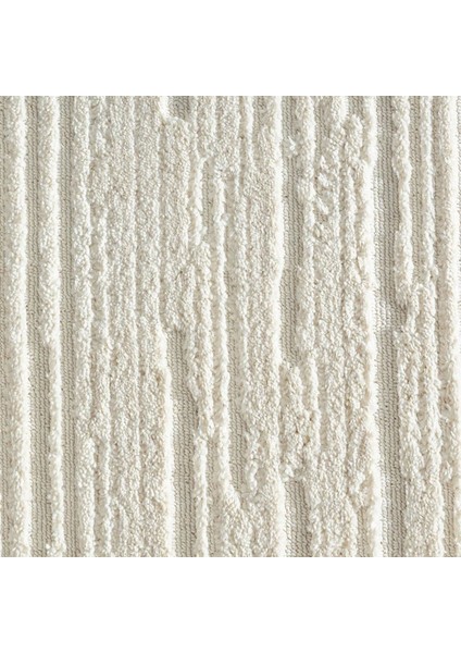 Bilbao White Swan Saçaklı Çizgi Desenli Halı - Krem - 160X230 cm