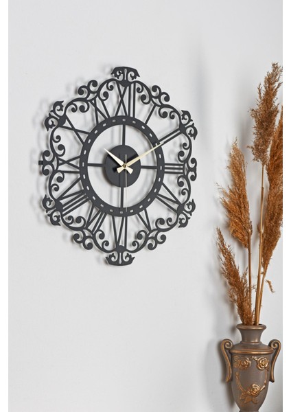 Muyika Modellato Yeni Koleksiyon Dekoratif Metal Siyah Duvar Saati 41 x 41 cm Sessiz Mekanizma Mds-41