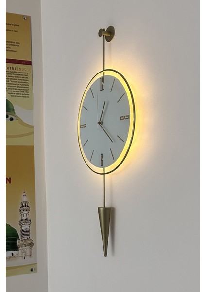 Led'li Masippi Kristal 40 x 90 cm Gold, Modern Metal, Cam Ve Ahşap Tasarım Duvar Saati fiyatları